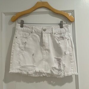 Free People White Jean Skirt